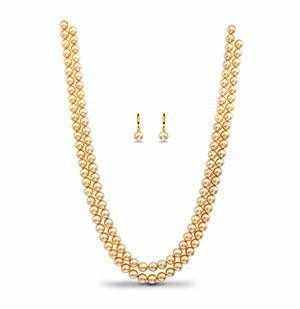 Double Line Fresh Water Pearl with Gold Colour
