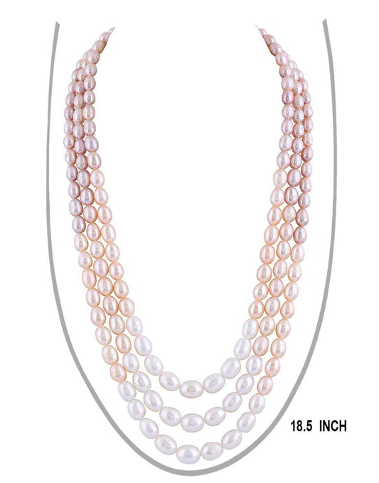 Oval Shape Multi color Three layer Pearl Set