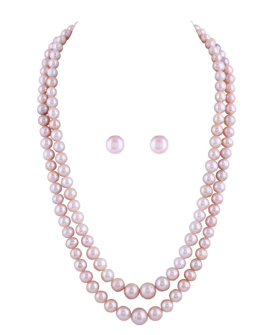 Pink Shade Double Layer Fresh Water Hyderabadi Pearl Set