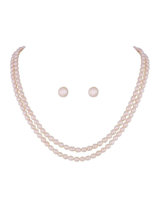 Double Layered Oval Shape Pearl Set for Girls
