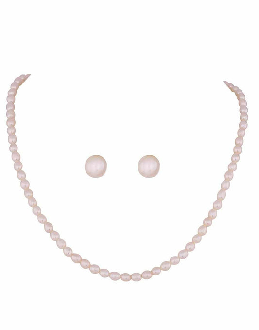 Single Layered Oval Shape Pearl Set for Girls