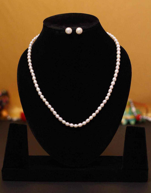Single Layered Oval Shape Pearl Set for Women