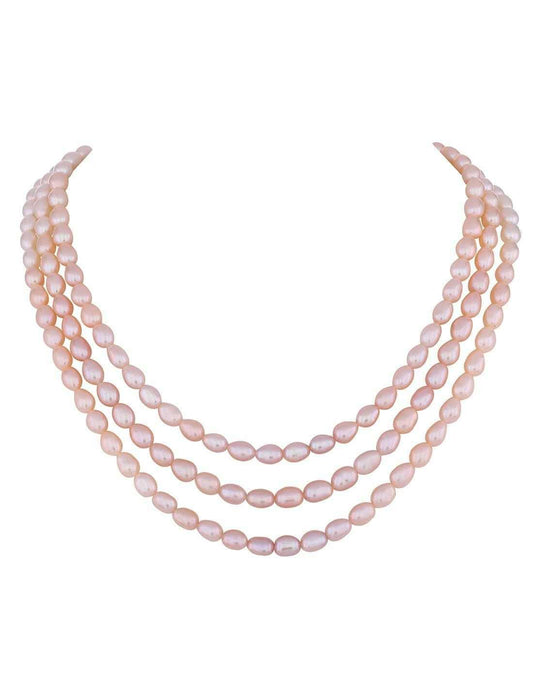 Three Layer Natural Fresh Water Oval Shape Pearls Set