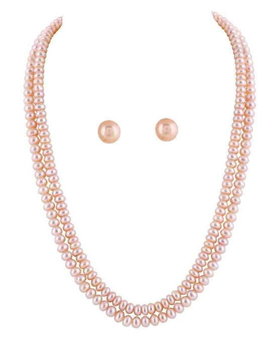Double Line Natural Fresh Water Pearls Set Set For Women n Girls