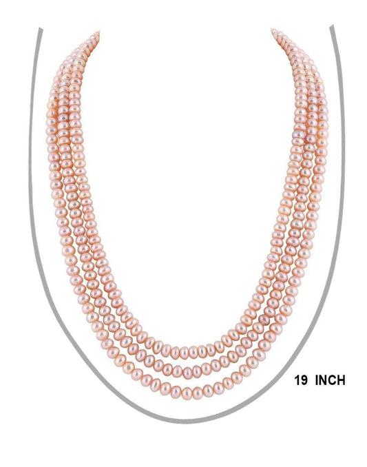 Three Line Natural Fresh Water Pearls Set Set For Women n Girls
