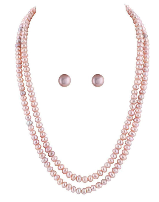 Double Line Natural Fresh Water Pearls Set For Women n Girls