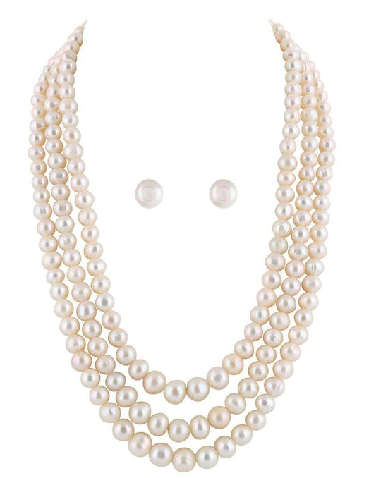 Three layer Pearl Set with earrings
