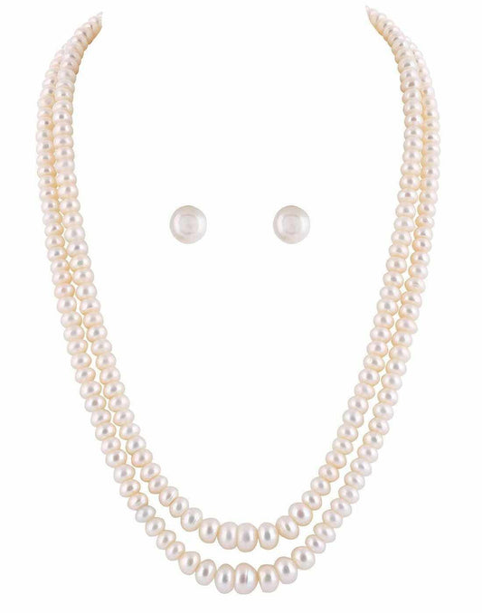 Double Layer Real Natural Fresh Water Hyderabadi Button Shaped Pearl