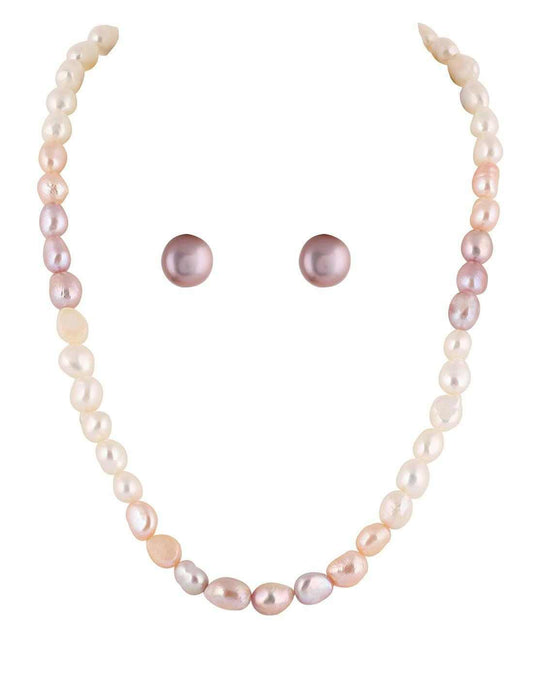 Single Layer Natural Fresh Water Multi Colour Barook Pearls Set With C