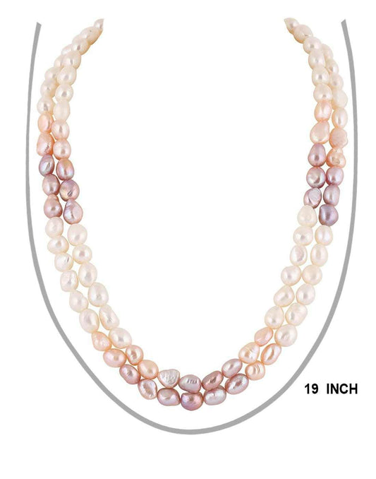 Double Layer Natural Fresh Water Multi Colour Barook Pearls Set With C