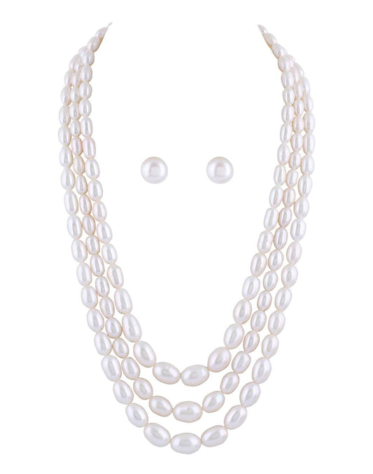 Real Natural Fresh water Triple Pearl Set