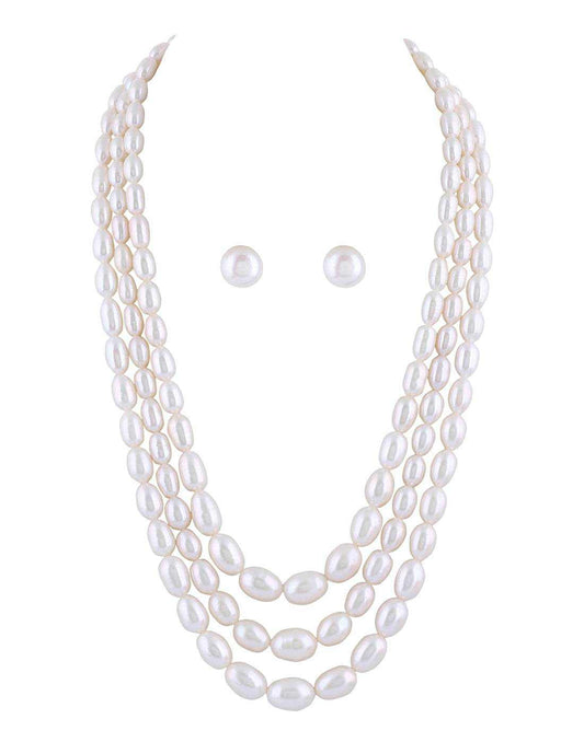 Real Natural Fresh water Triple Pearl Set