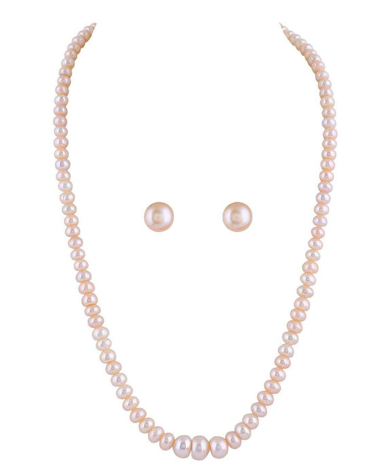 Single Layer Pink color Flat Pearl Set