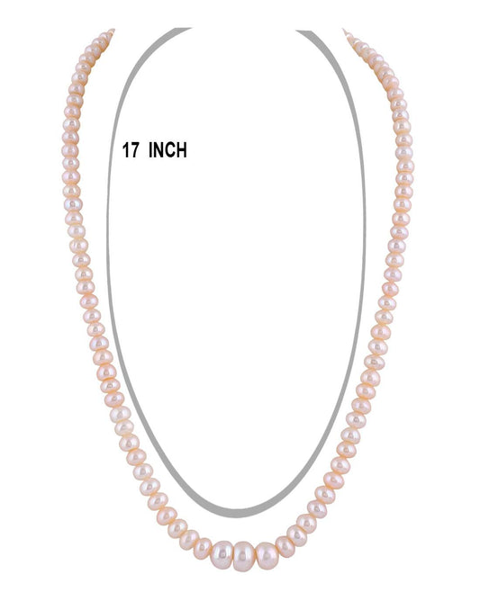 Single Layer Pink color Flat Pearl Set