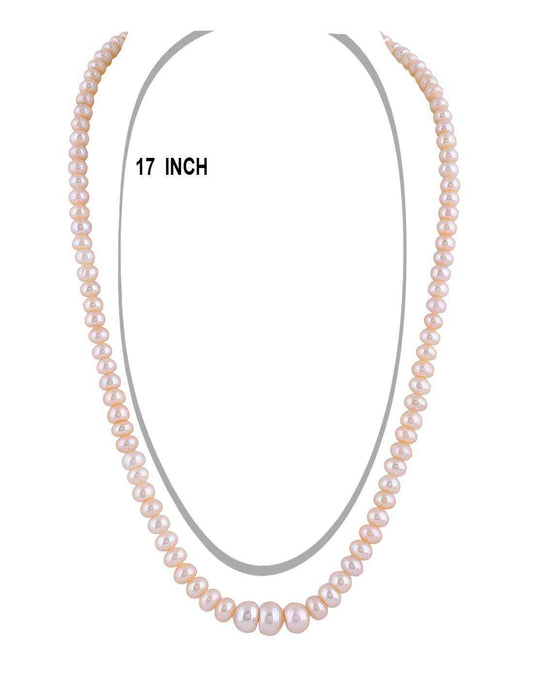 Single Layer Pink color Flat Pearl Set