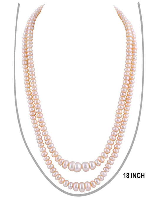 Double Layer Pink color Flat Pearl Set