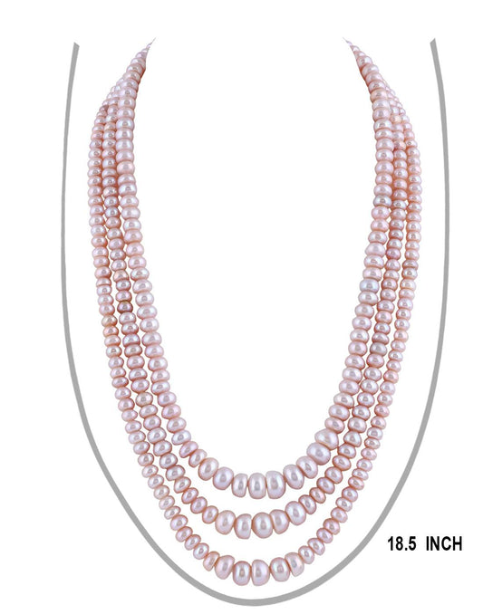 Fresh water Flat shape Triple Layer Pearl Set