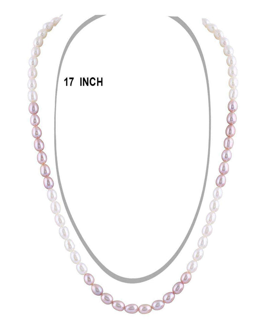 White & Peach Color Oval Shape Pearl Set