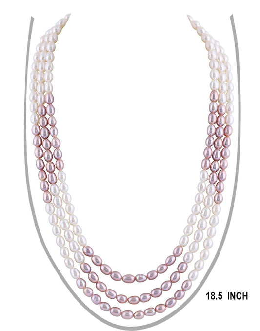 White & Peach Color Simple fresh water Pearl Set