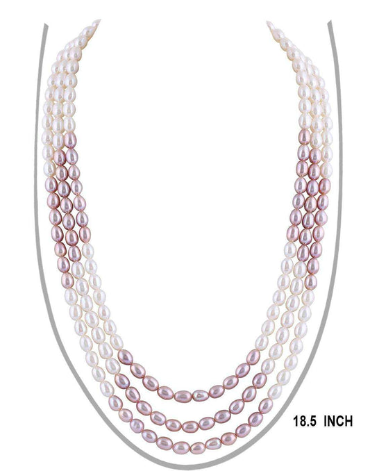 White & Peach Color Simple fresh water Pearl Set