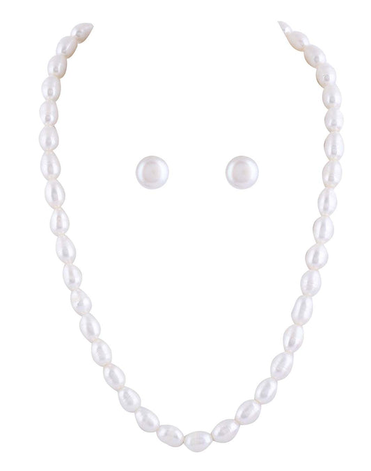 Single Line Fresh water Hyderabadi Oval Shape Pearl Set