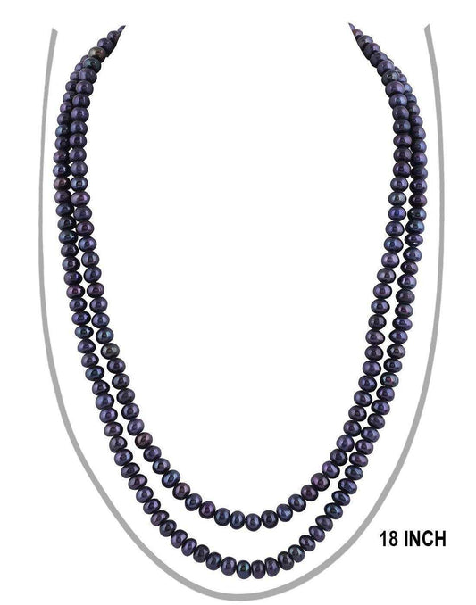 2 Line Black Pearl Set For Women/Girls