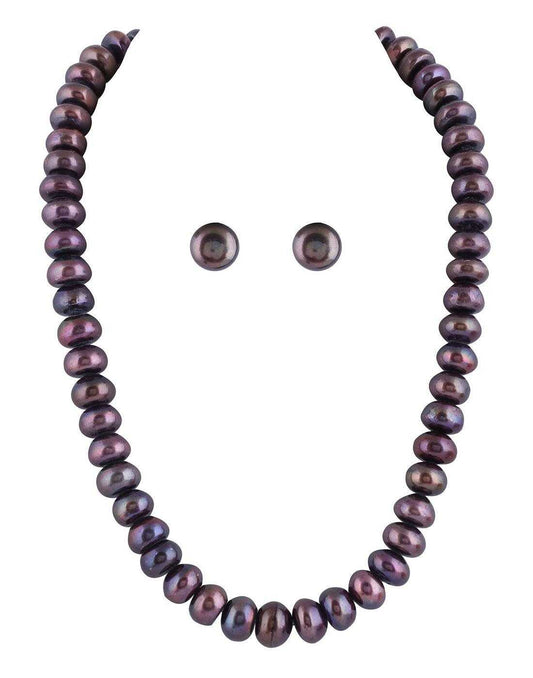 Single Layerl Real Fresh Water Hyderabadi Button Shaped Pearl Set