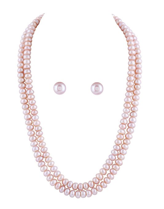 Double Layer Fresh water Pearl Set of Button Shaped With Certificate from Hyderabad for Women Girls