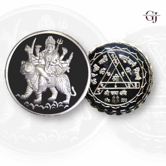Goddess Maa Durga - 3D Silver Coin 24KT Purity 999 Round