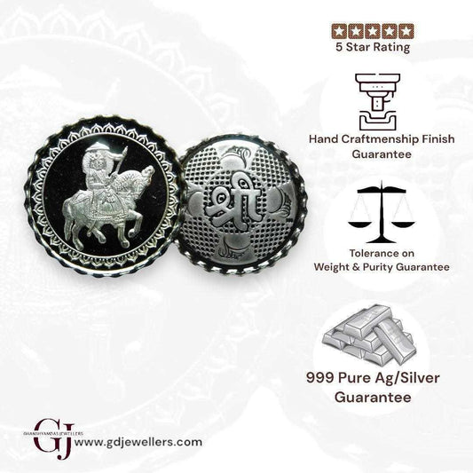 Baba Ramdev - 3D Silver Coin 24KT Purity 999 Round Shape - Backside Sh