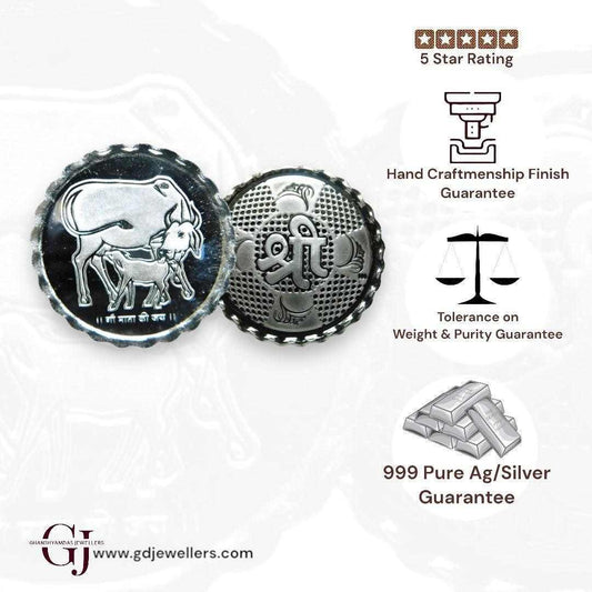 Cow And Calf - 3D Silver Coin 24KT Purity 999 Round Shape - Backside S