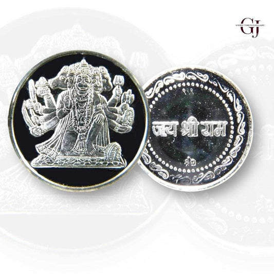 God Panchamukhi Hanuman 3D Silver Coin 24KT Purity 999 Round Shapepe -
