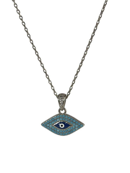 925 silver necklace with big & small evil eye shape