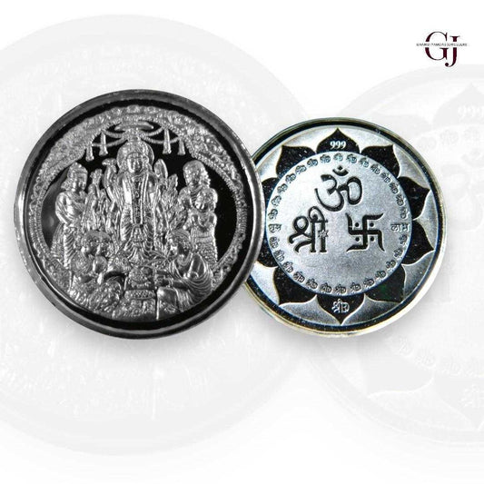 God Satyanarayan/Satyanarayana - 3D Silver Coin 24KT Purity 999 Round