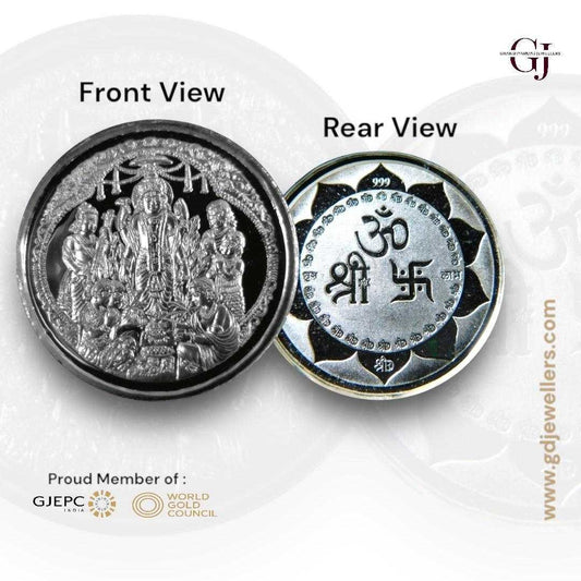 God Satyanarayan/Satyanarayana - 3D Silver Coin 24KT Purity 999 Round