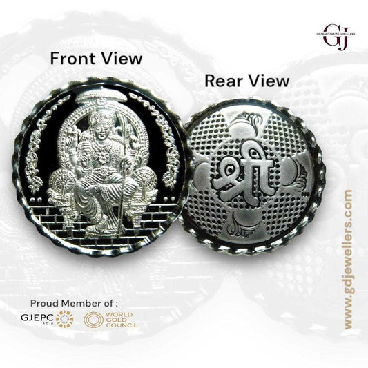 Goddess Maa Lalitha - 3D Silver Coin 24KT Purity 999 Round Shape - Bac