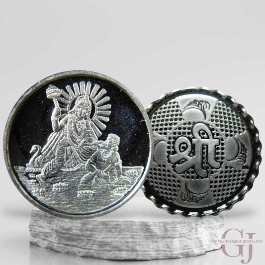 Goddess Bagalakmuikhi 3D Silver Coin 24KT Purity 999 Round Shape
