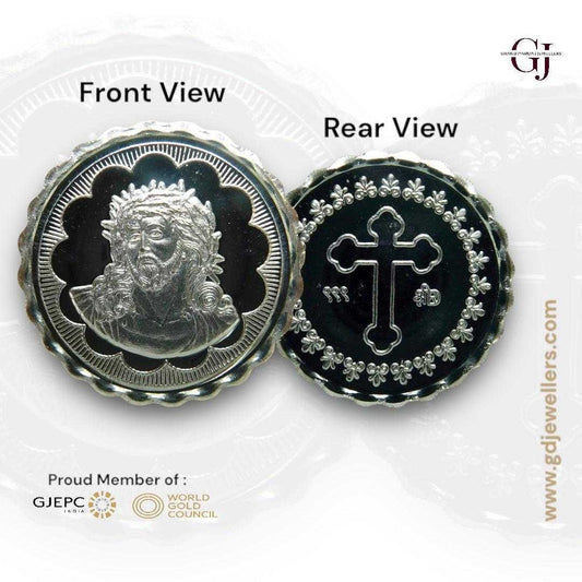 God Jesus Christ - 3D Silver Coin 24KT Purity 999 Round Shape - Backsi