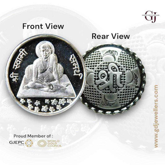 Swamy Samarth - 3D Silver Coin 24KT Purity 999 Round Shape - Backside
