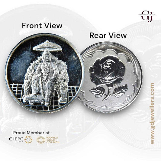 Maharaj Agrasen - 3D Silver Coin 24KT Purity 999 Round Shape - Backsid