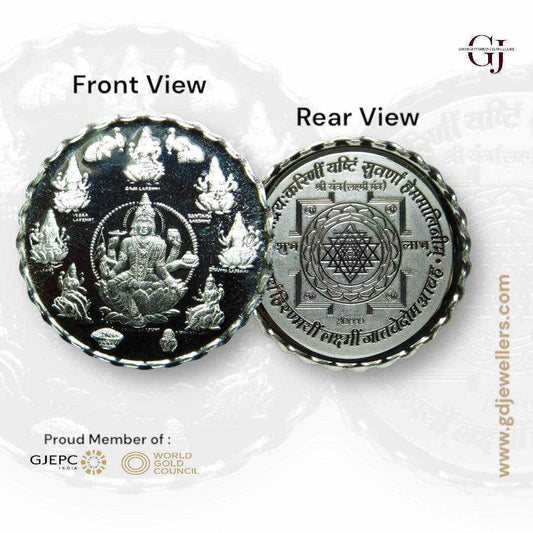 Goddess Ashta Laskhmi 3D Silver Coin Purity 999 Round Shape