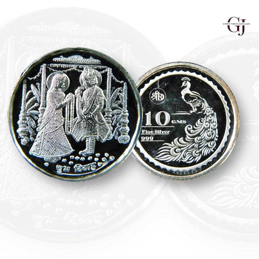 Bride Groom -Couple - 3D Silver Coin 24KT Purity 999 Round Shape - Bac