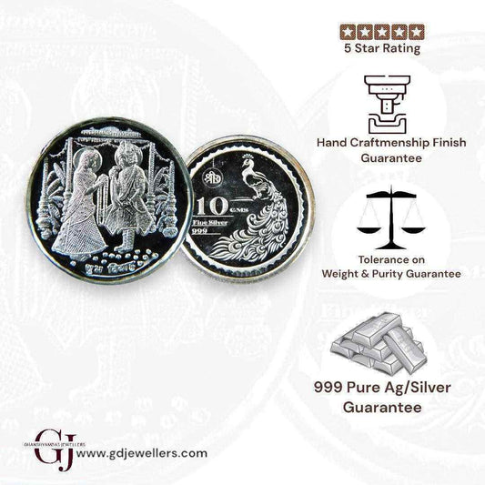 Bride Groom -Couple - 3D Silver Coin 24KT Purity 999 Round Shape - Bac