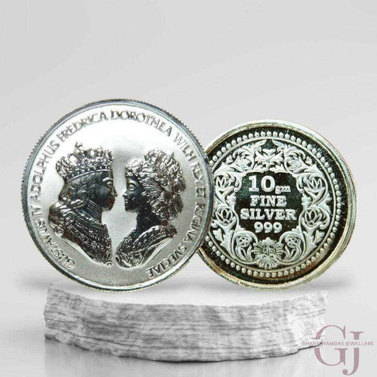 King George & Mary 3D Silver Coin 24KT Purity 999 Round Shape