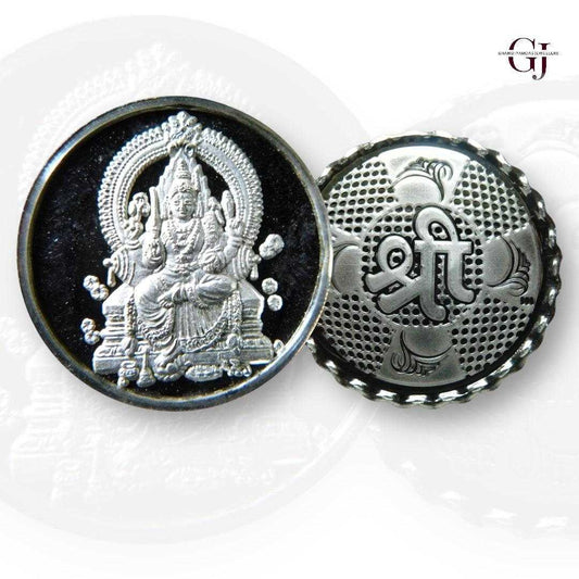 Goddess Aadishakti - 3D Silver Coin 24KT Purity 999 Round Shape - Back