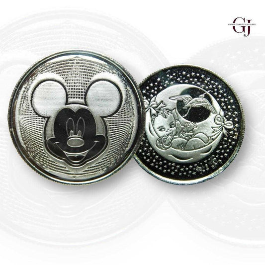 Micky Mouse - 3D Silver Coin 24KT Purity 999 Round Shape - Backside Ba