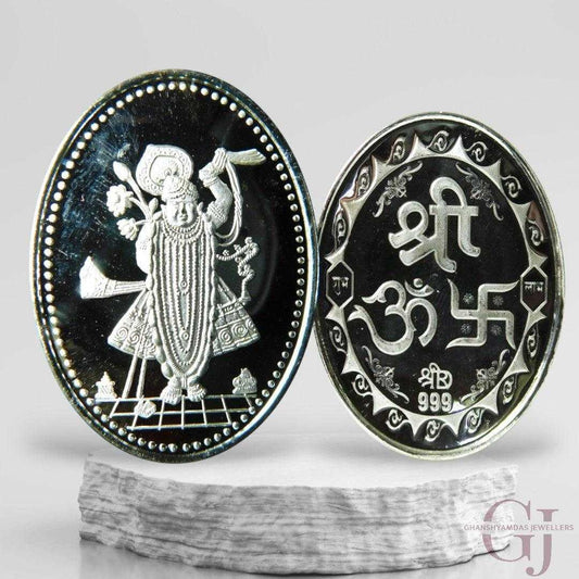 God Srinath - 3D Silver Coin 24KT Purity 999 Oval Shape