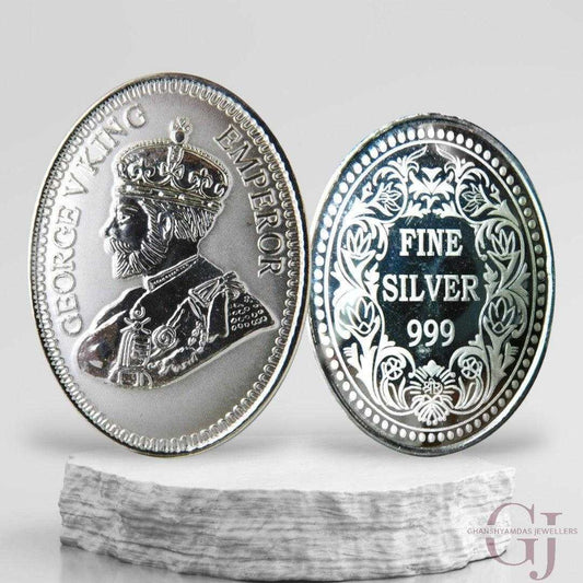 King George - 3D Silver Coin 24KT Purity 999 Round Shape - Backside Fi