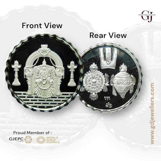 Goddess Padmavati 3D Silver Coin 24KT Purity 999 Round Shape
