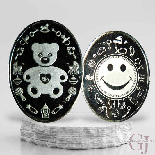 Teddy Bear Silver Coin 24KT Purity 999 Oval Shape